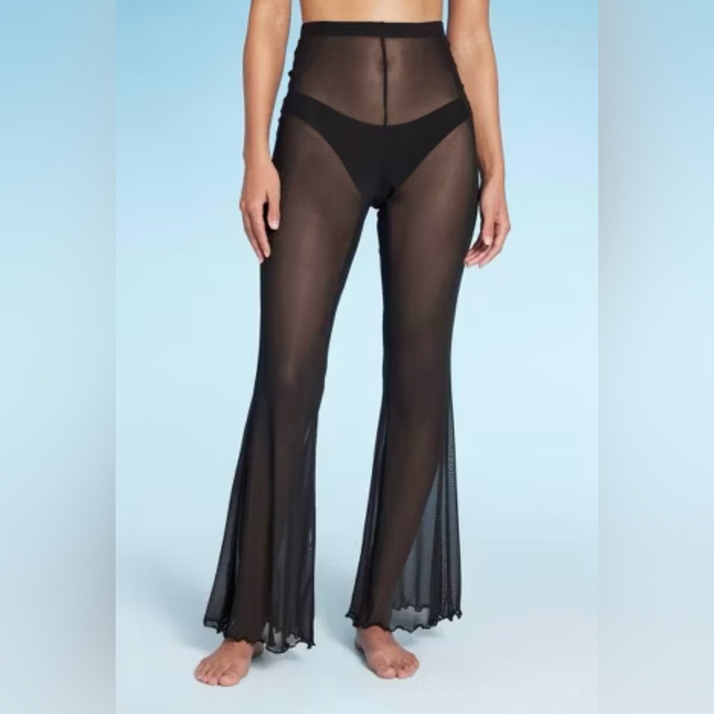 🎁🆕Black Flare Mesh Pants - Picture 3 of 16